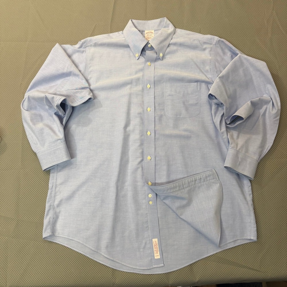 Brooks Brothers Button Down Men 16.5-34 Blue OCBD Non-Iron Traditional Fit NWOT